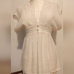 Wet Seal cotton gauze and lace top